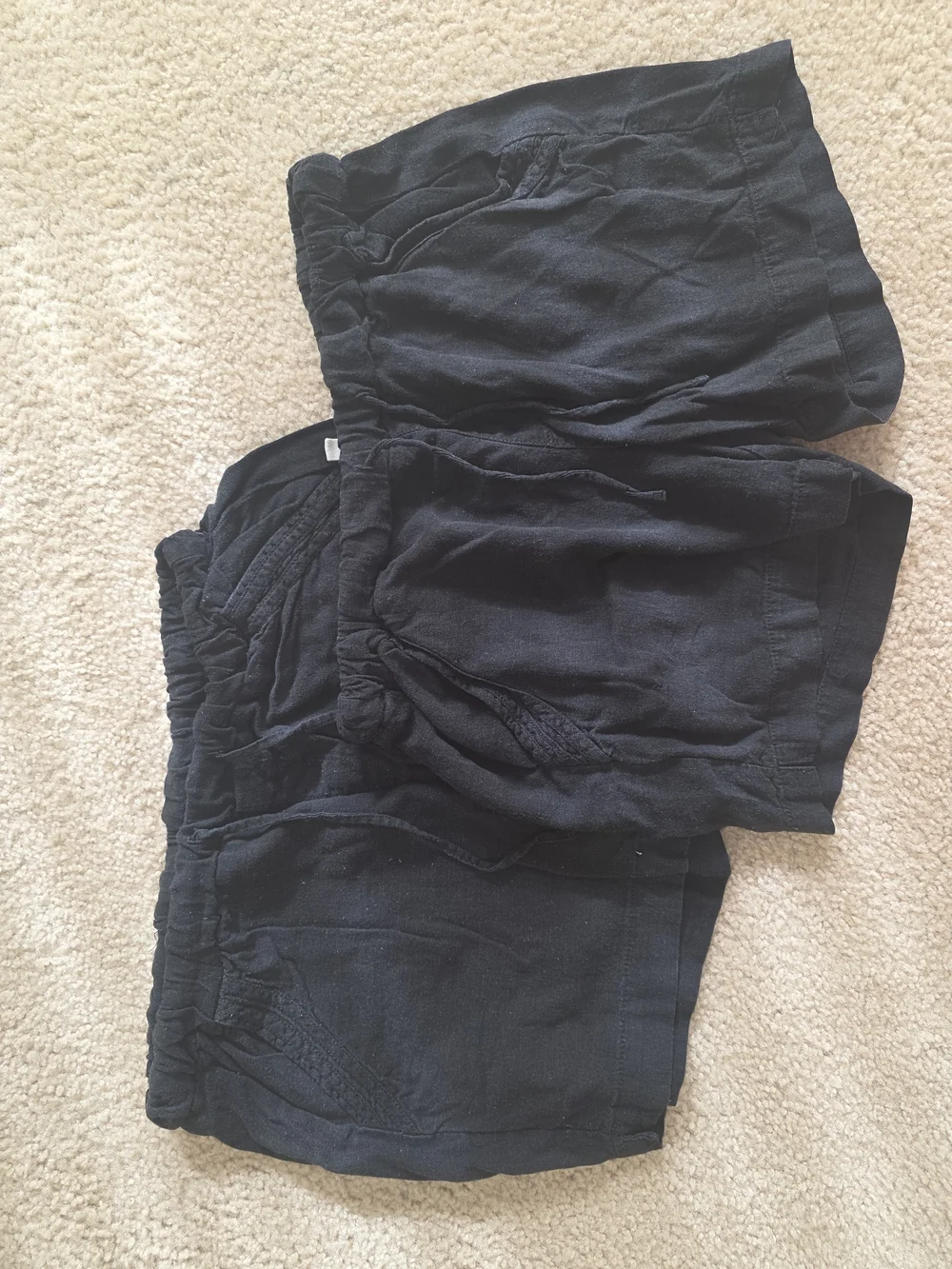 Two black Elastic Waist Casual Shorts